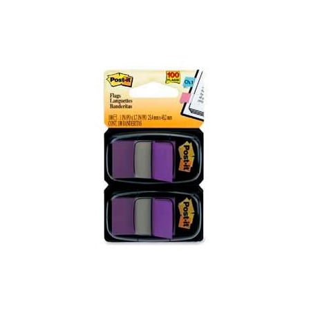 3M Post-it Flags, 1" Wide, Purple, 50 Flags/Dispenser, 2 Dispensers/Pack 680PU2